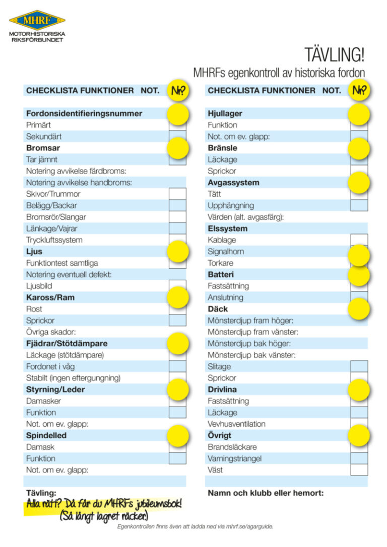 MHRF egenkontroll checklista
