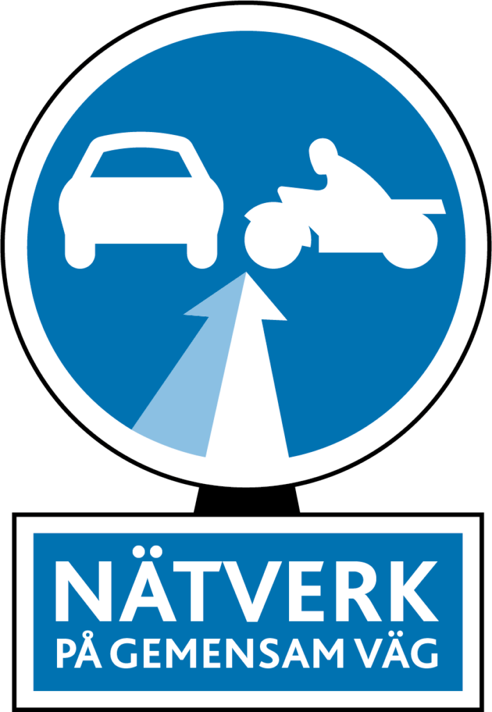 Nätverk På gemensam väg nedre skylt med text.