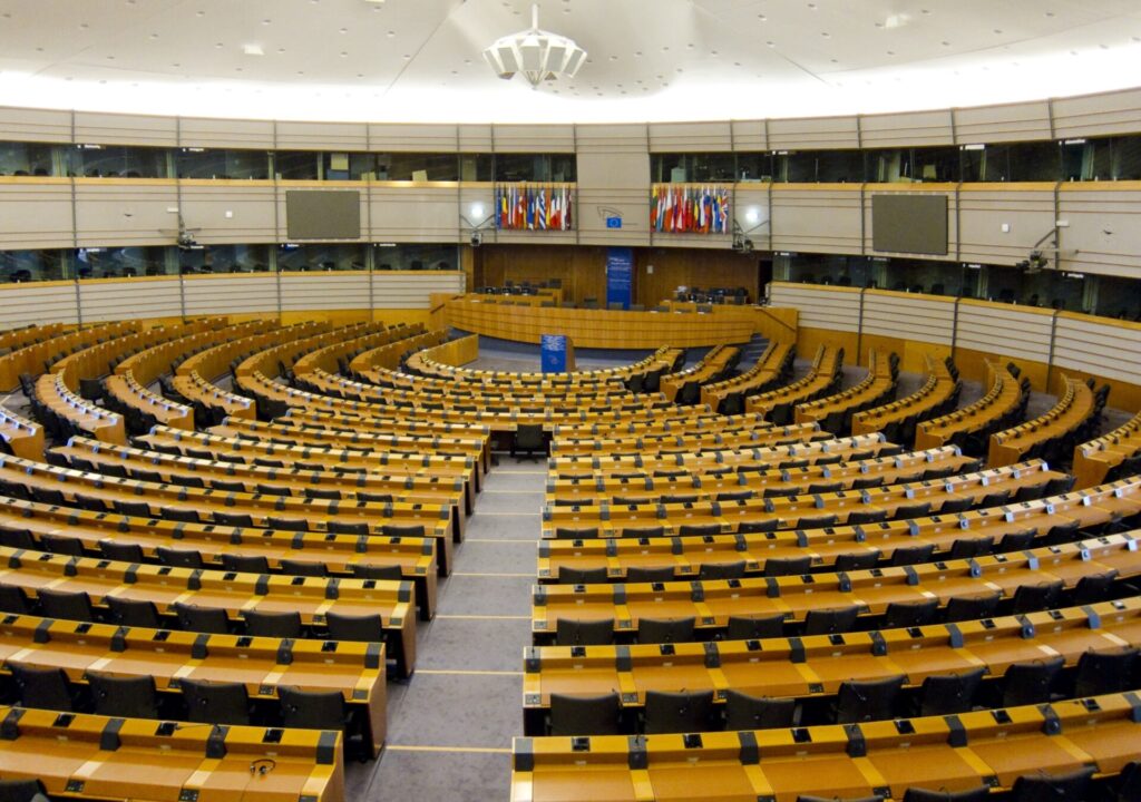 EU-parlamentets kammare i Bryssel.