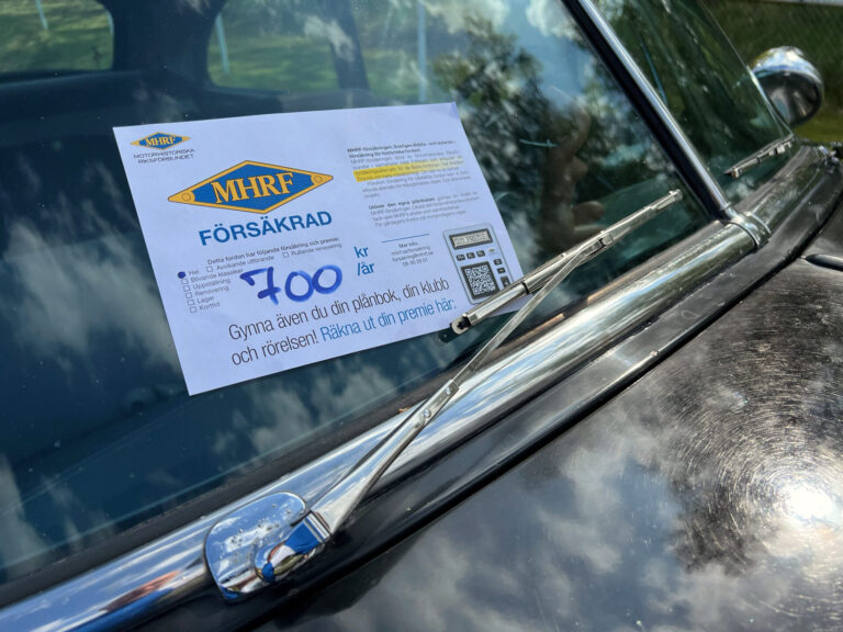 MHRF-försäkringens årspremie för en Chevrolet från 1952.